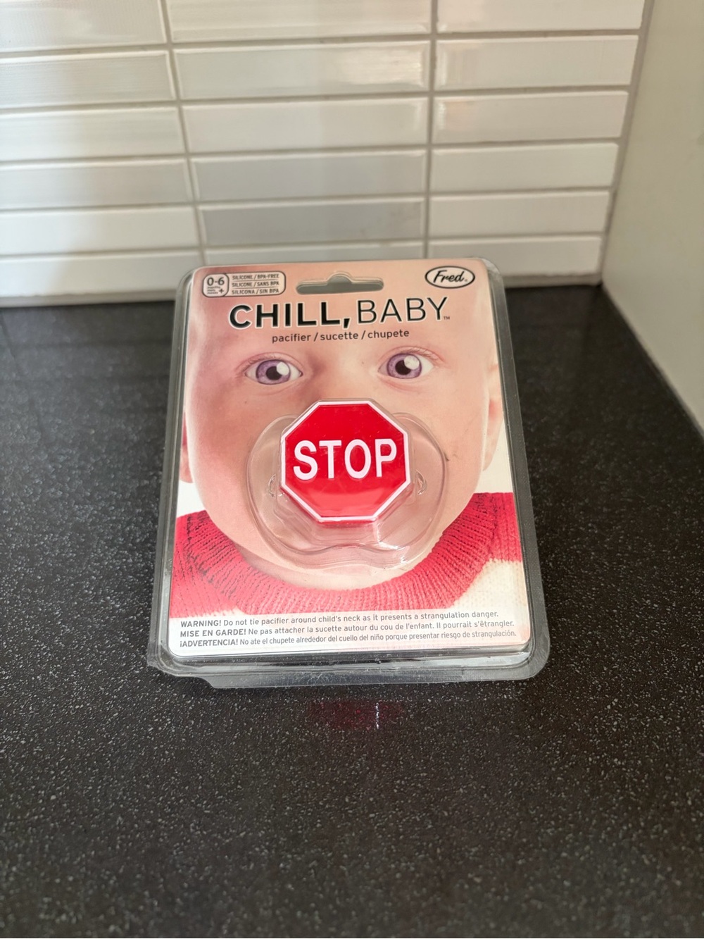 NWT Fred Chill, Baby Red STOP sign Pacifier